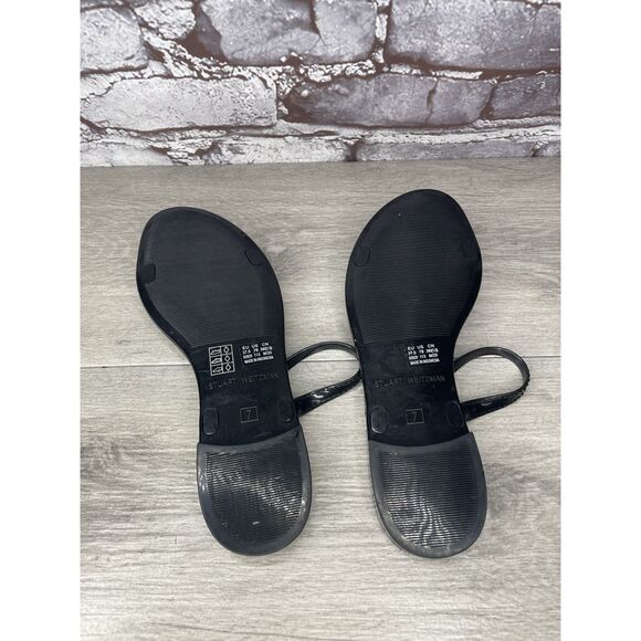 Stuart Weitzman Black Sawyer Jelly Flats Slides Sandals Women’s Sz 7M US/37.5EU - Picture 7 of 16